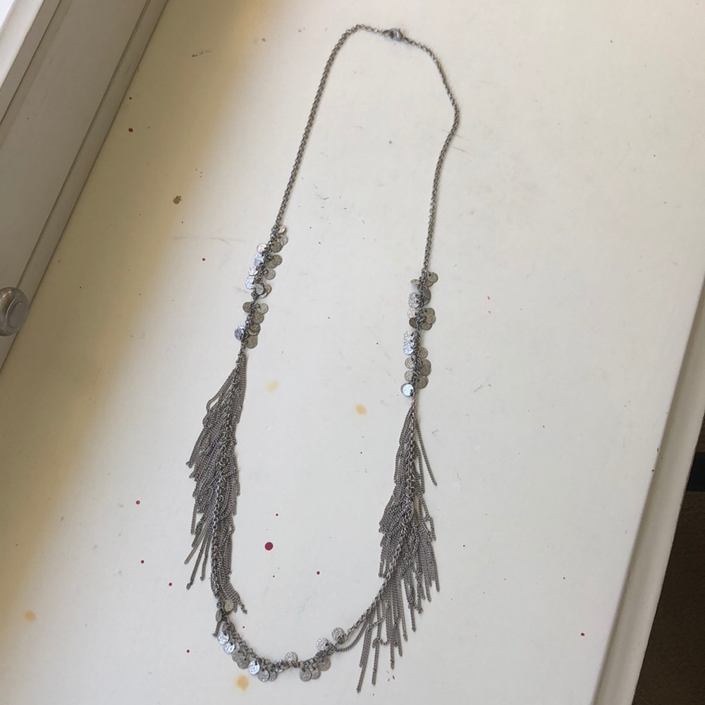 Silver Long Statement Necklace